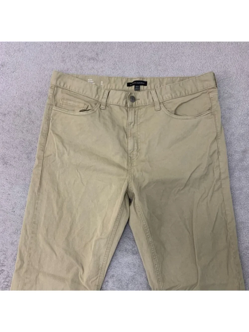 Banana Republic Men's 36x32 Beige Slim Fit Chino Pants 5-Pocket Stretch Cotton